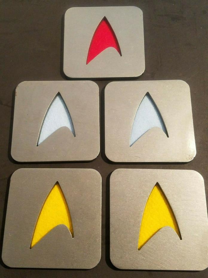 (SET OF 5) Metal Star Trek Drink Bar Barware Coasters