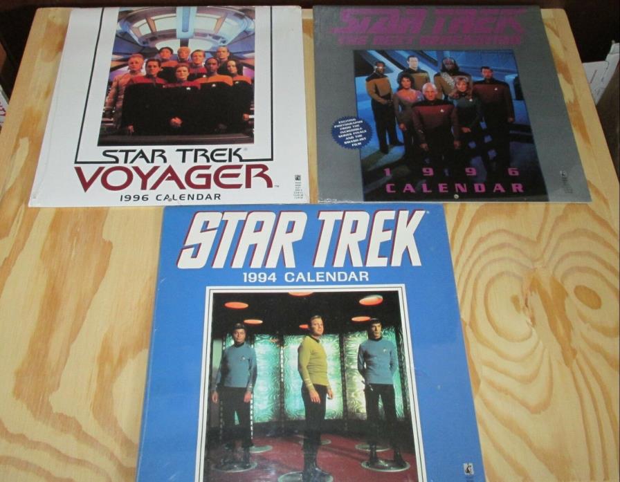 Three Vintage Star Trek Calendars from 1994 & 1996