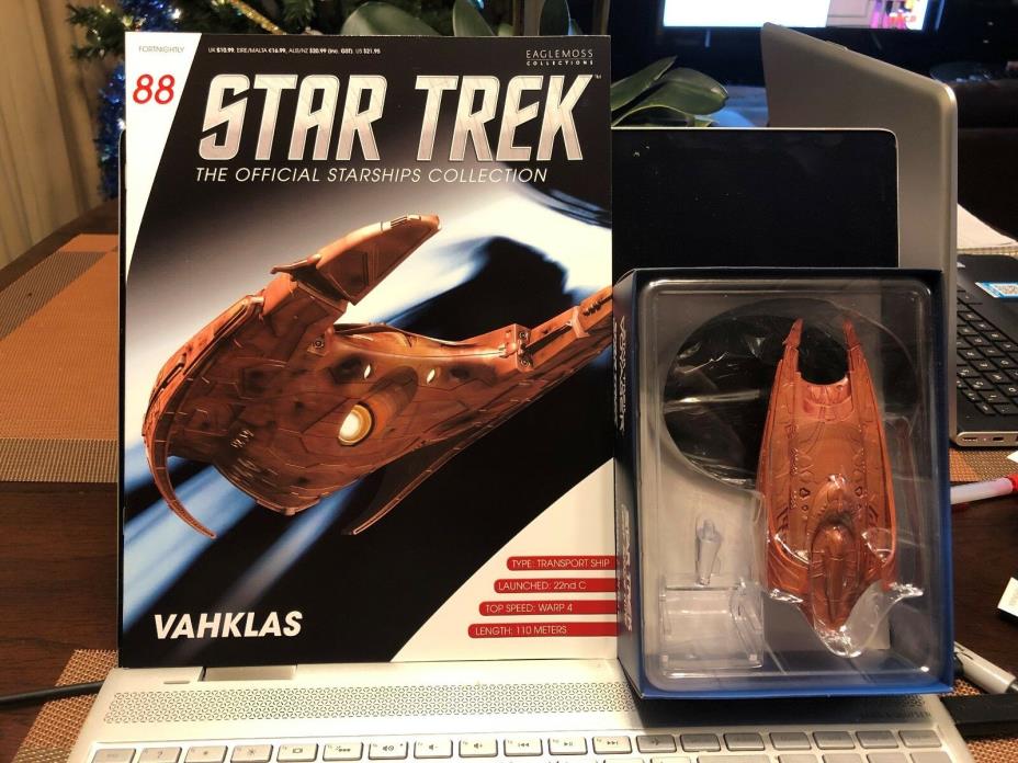 #88 Star Trek Vahklas Vulcan Transport Die Cast Metal Ship-UK/Eaglemoss w Mag