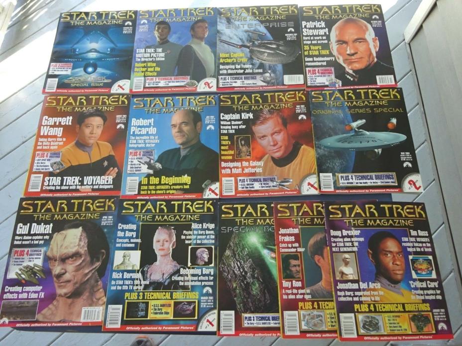 2001 Star Trek The Magazine, 10 Issues,  Plus the 3 extra cover issues