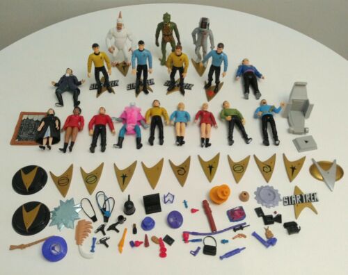 Star Trek 18 Figurines + Accessorie Lot Vintage Toy