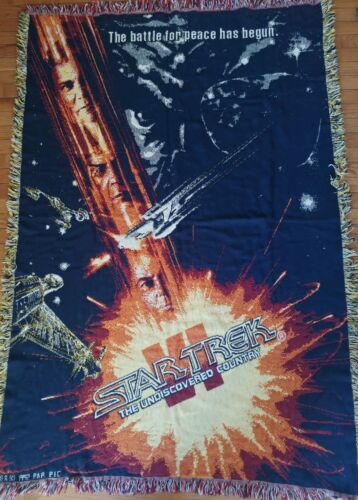Star Trek VI The Undiscovered Country Blanket, Woven Throw cotton Afghan