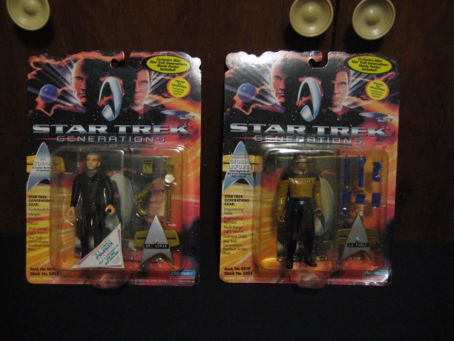 Vintage 1994 Playmates Star Trek Generations Numbered Figures w/ mini poster NIP