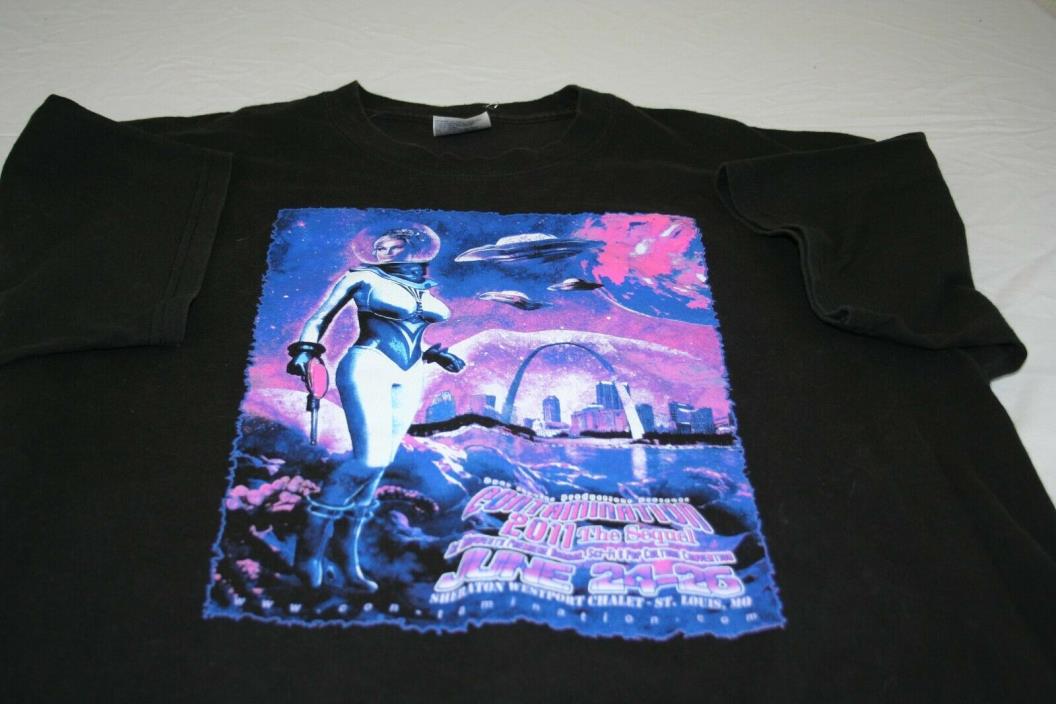 Men's Sci-Fi 2011 Contamination Convention t shirt size xl Black Graphics