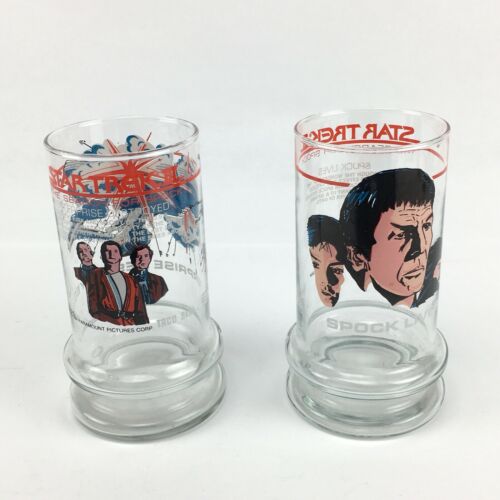 Taco Bell Star Trek 3 Vintage 1984 Promotional Drinking Glasses Spock Enterprise