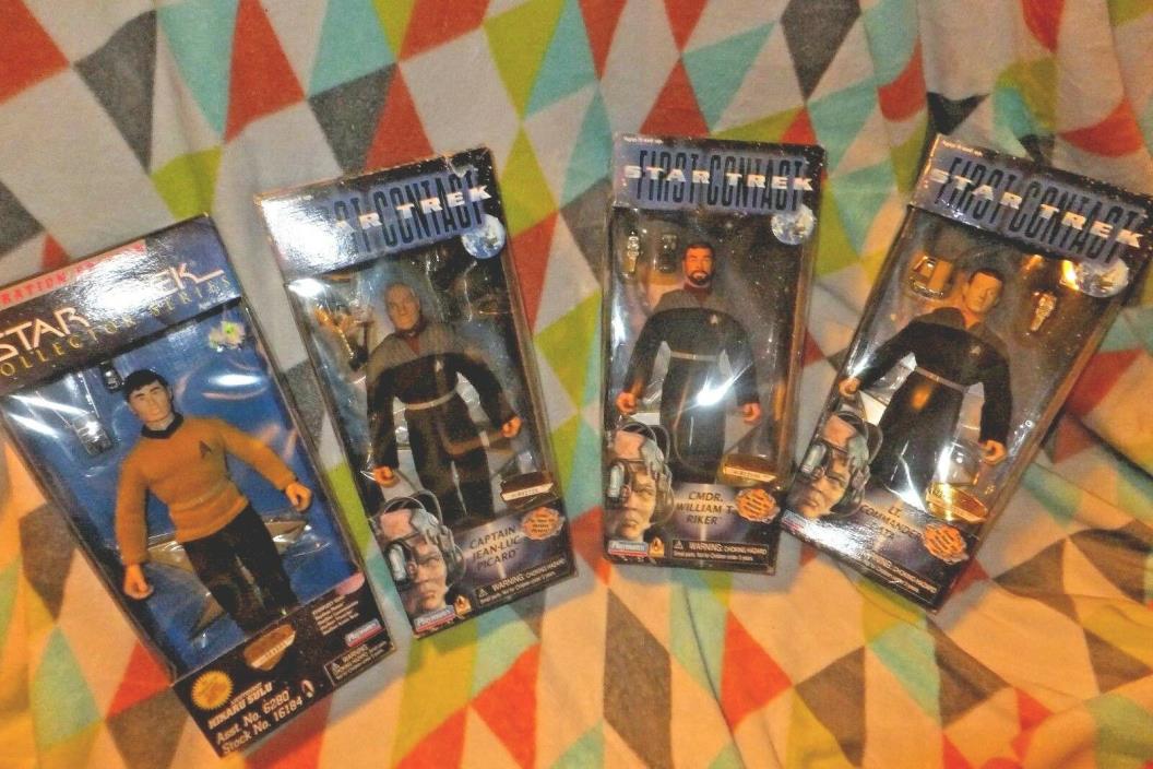 NIP Star Trek Collector Set of 4 Action Figures; Picard, Riker, Sulu, & Data