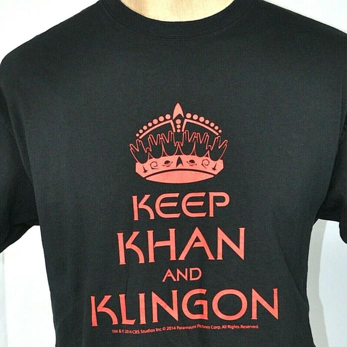 Star Trek Keep Khan and Klingon L T-Shirt Large Licensed CBS Paramount 2014 Calm