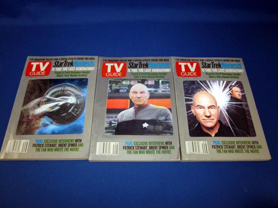TV Guide December 7 - 13, 2002 - Three 3D Star Trek Covers