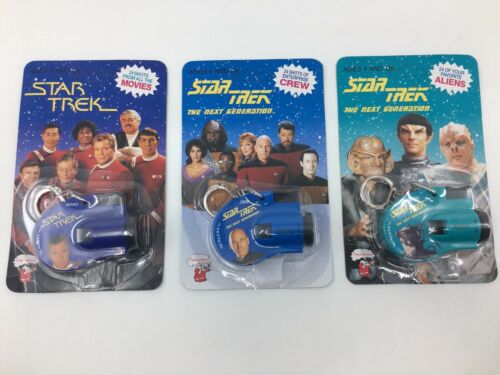3 NEW Unpunched Star Trek Key chain Click Viewer Set Lot - ALIENS -MOVIES- CREW