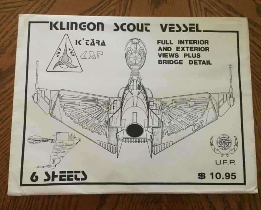 Klingon Scout Vessel Full Interior & Exterior Blueprints 6 Sheet w/Bridge Detail