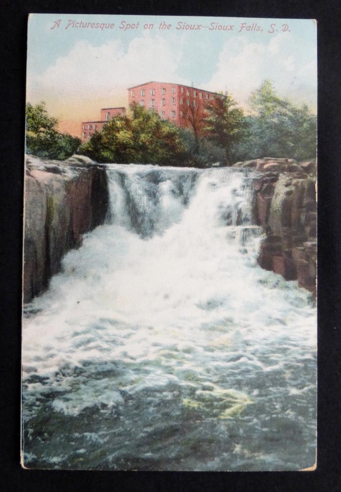 Sioux Falls, SD, Picturesque Spot on the Sioux River, postmarked 1908