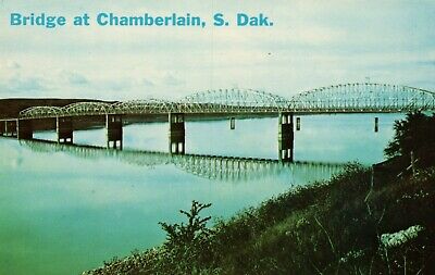 Bridge at Chamberlain Fort randall Reservoir Highway 16 South Dakota SD Postcard