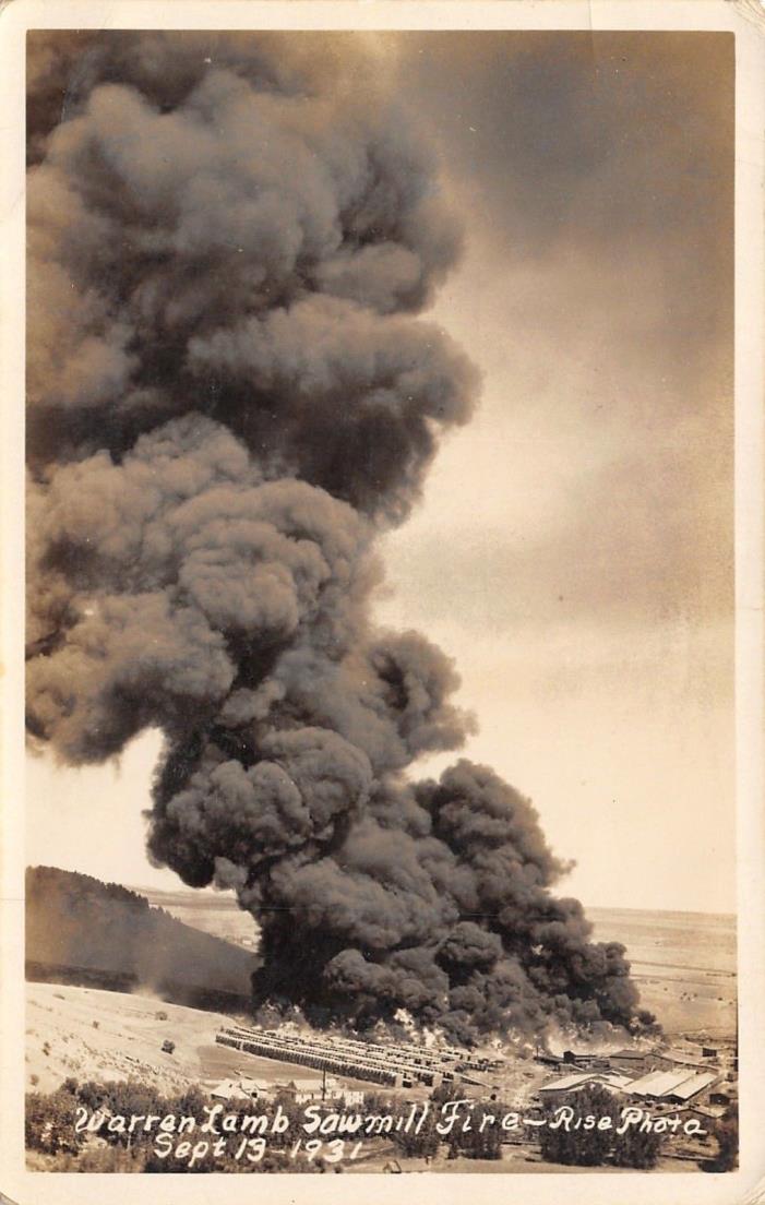 Rapid City South Dakota~Warren Lamb Sawmill Fire~Sept 13 1931 Real Photo~RPPC