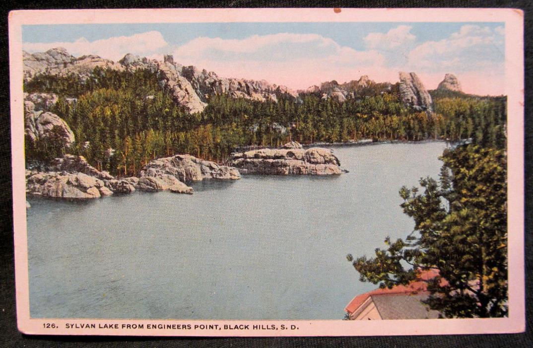 Postcard Sylvan Lake Engineers Point Black Hills South Dakota SD Lake Mountains