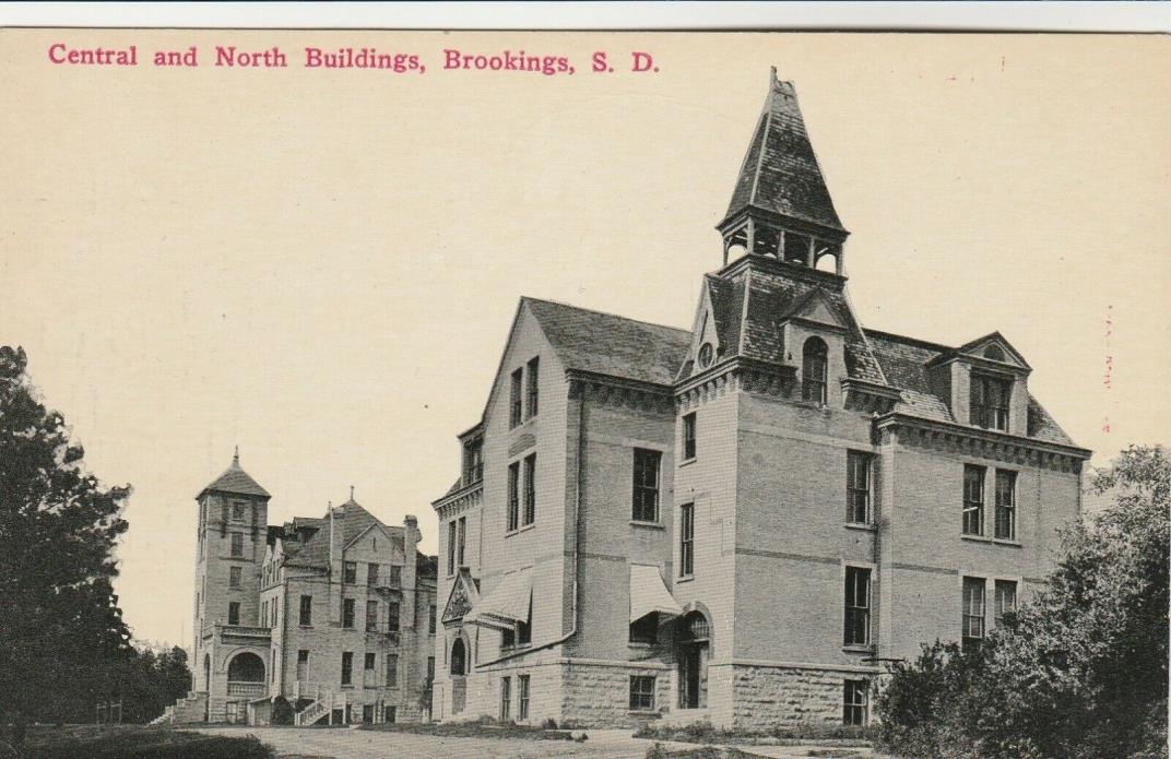 BROOKINGS, SD~CENTRAL AND NORTH BUILDINGS~EARLY POSTCARD