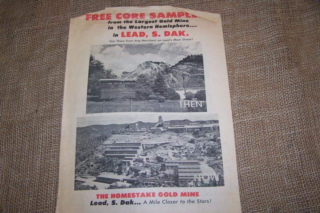THE HOMESTAKE GOLD MINE LEAD SOUTH DAKOTA FREE CORE SAMPLE NEWSPAPER PRINT