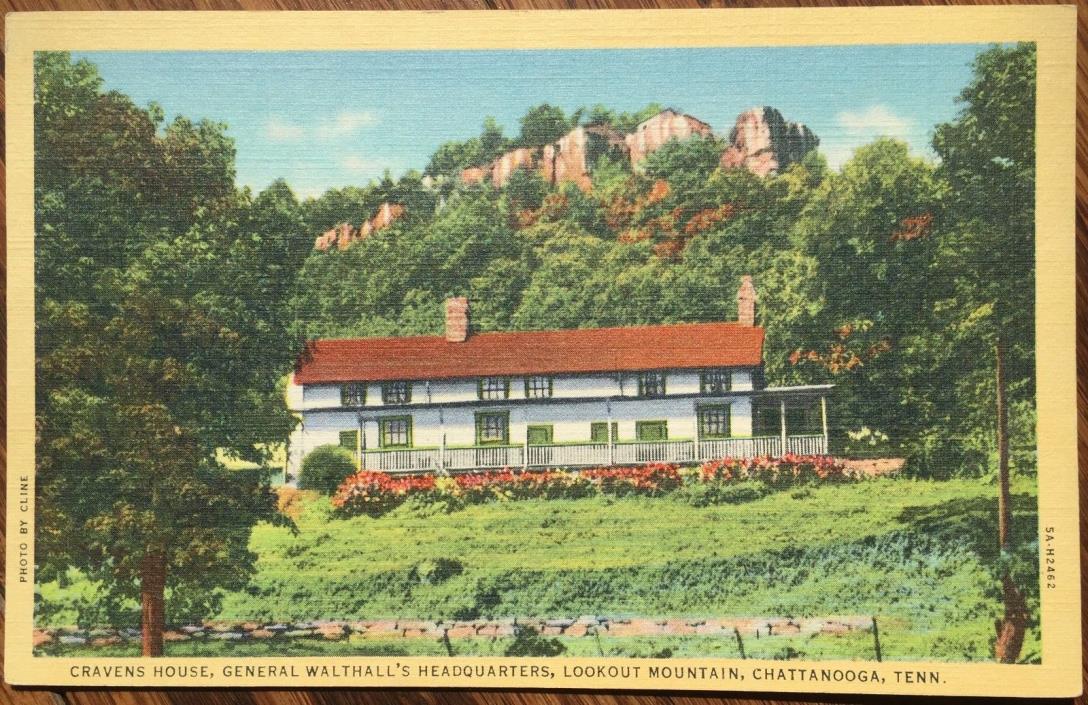 Chattanooga, TN Linen Postcard: Cravens House, General Walthall's Headquarters