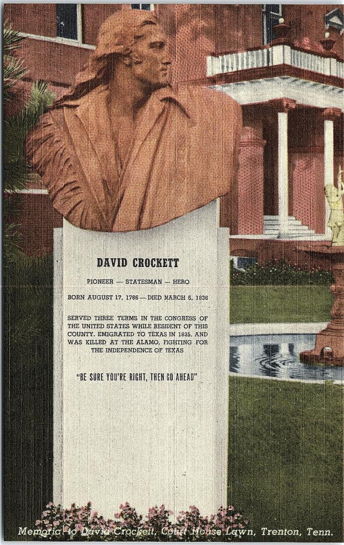 Trenton, Tennessee, Davie Crockett, Memorial, Court House Lawn - Postcard (FFF)