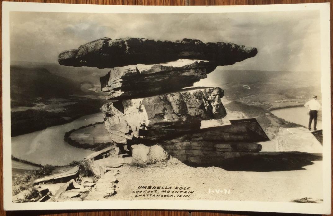 RPPC Postcard: Umbrella Rock, Lookout Mountain, Chattanooga, Tennessee