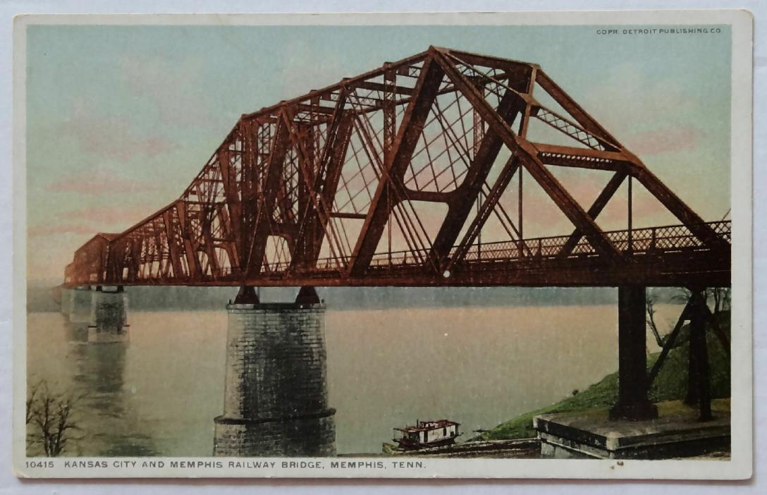 Memphis Railway Bridge Tennessee Kansas City Old Postcard (f074bl)