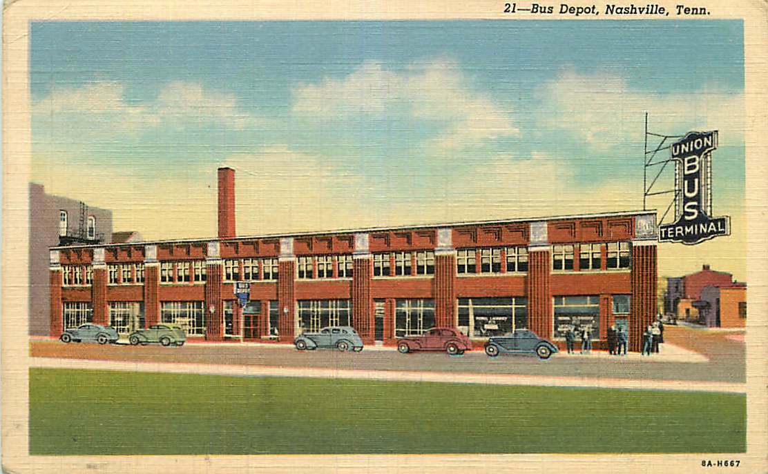 Linen Postcard Union Bus Terminal, Nashville, Tennessee - circa 1930s
