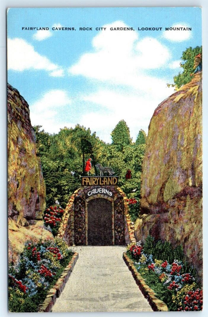 Postcard TN Fairyland Caverns Rock City Gardens Lookout Mountain Vtg View G4