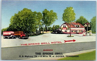 Dover, Tennessee Postcard SPRING GRILL Restaurant Highway 79 Roadside Linen 1953
