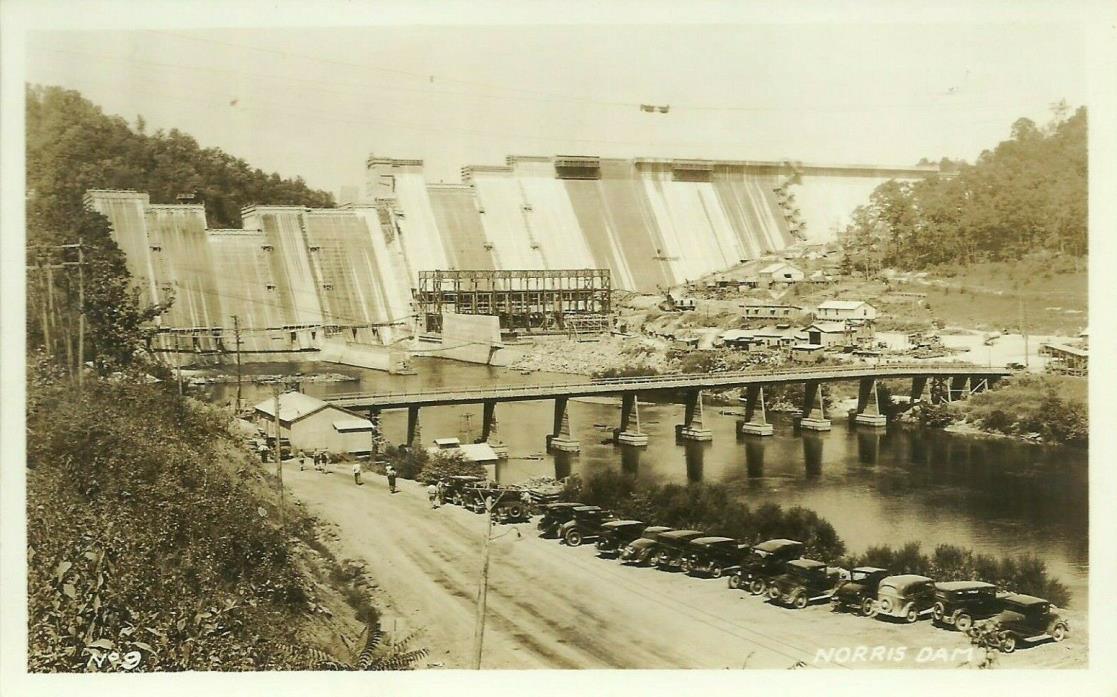 Norris Dam Construction Anderson Campbell County Tennesee Real Photo Postcard