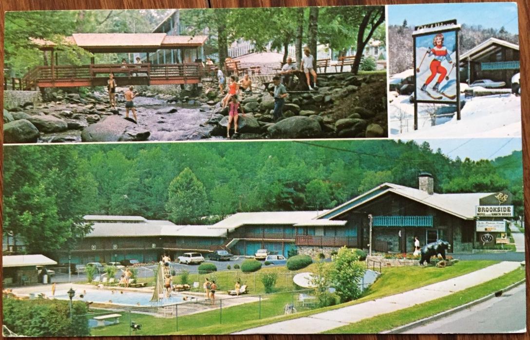 1960s Brookside Motel & Ranch House Postcard - Gatlinburg, Tennessee TN