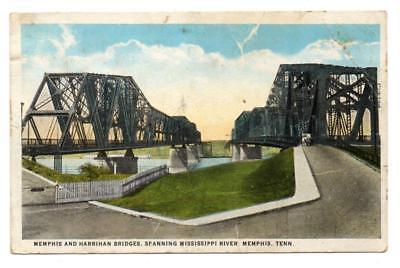 4805:: Tenn MEMPHIS - HARRIHAN BRIDGES Spanning Mississippi 1920s Postcard