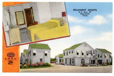 2537:* TEXAS Beaumont BEAUMONT COURTS Hwy 90 Interior/Exterior LINEN Postcard