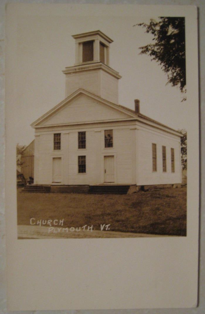 RPPC  Postcard  Church / Plymouth, VT / Vermont Real Photo Post Card