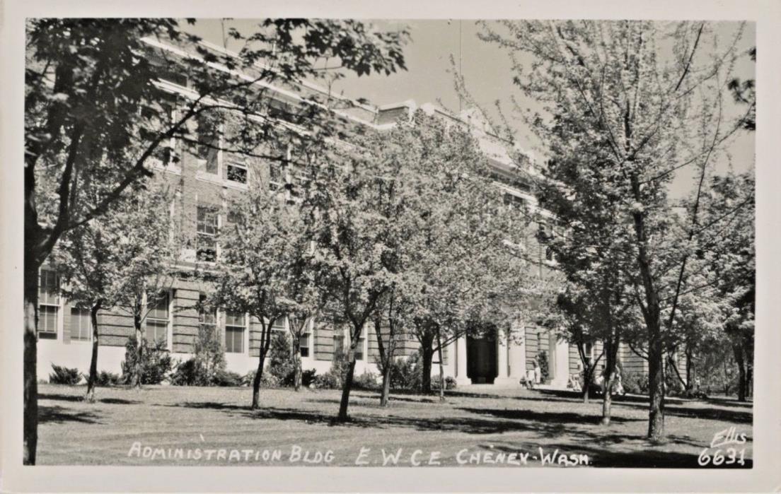 Administration Building Cheney WA Wash. EWCE University Real Photo Postcard E7