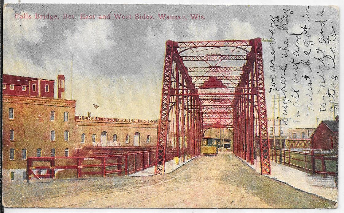 FALLS BRIDGE, BETWEEN EAST AND WEST SIDES, WAUSAU, WISCONSIN