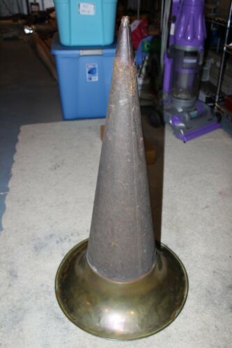 Antique Edison Columbia Phonograph Witch Hat Brass Large Horn