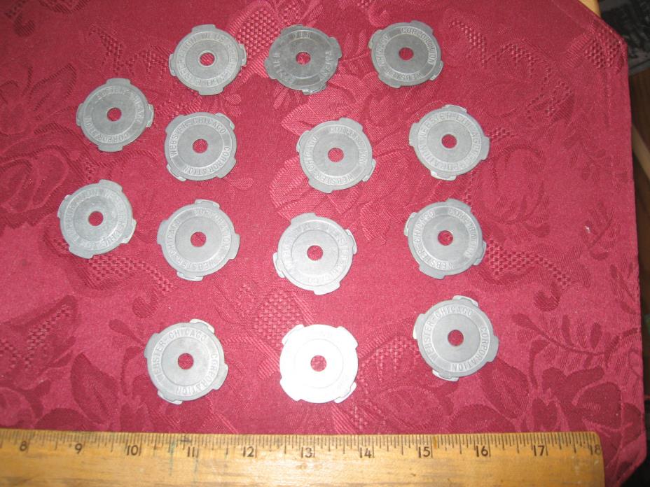 Lot of 14 WEBSTER CHICAGO CORPORATION METAL 45 RPM RECORD INSERT ADAPTERS PLUGS