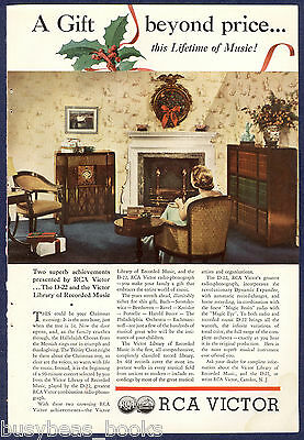 1935 RCA VICTOR advertisement, Phonograph & Record cabinets color photo