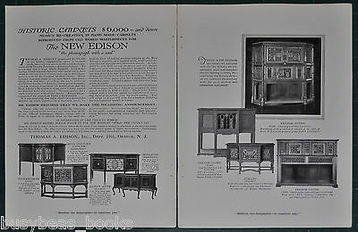 1917 EDISON PHONOGRAPH 2-page advertisement, Historic Cabinets, $6000 and down