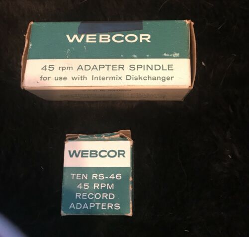Webcor 45RPM Adapter Spindle Intermix Diskchanger A1922 & 10 record adapters NIB