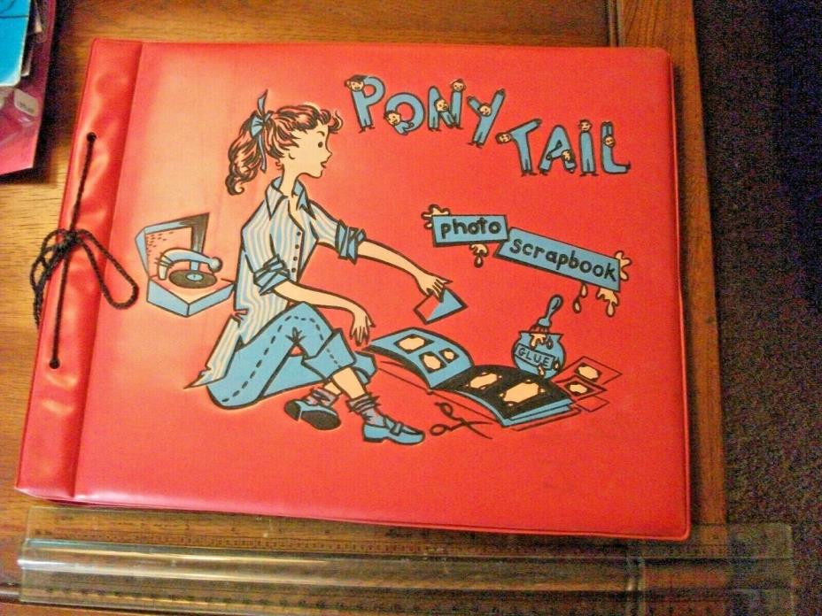 Ponytail Photo scrapbook  vintage red vinyl Kitsch record player cover