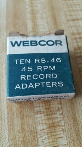 Vintage WEBCOR RS-46 Metal 45 RPM vinyl Record Adapters- 10 in Original Box