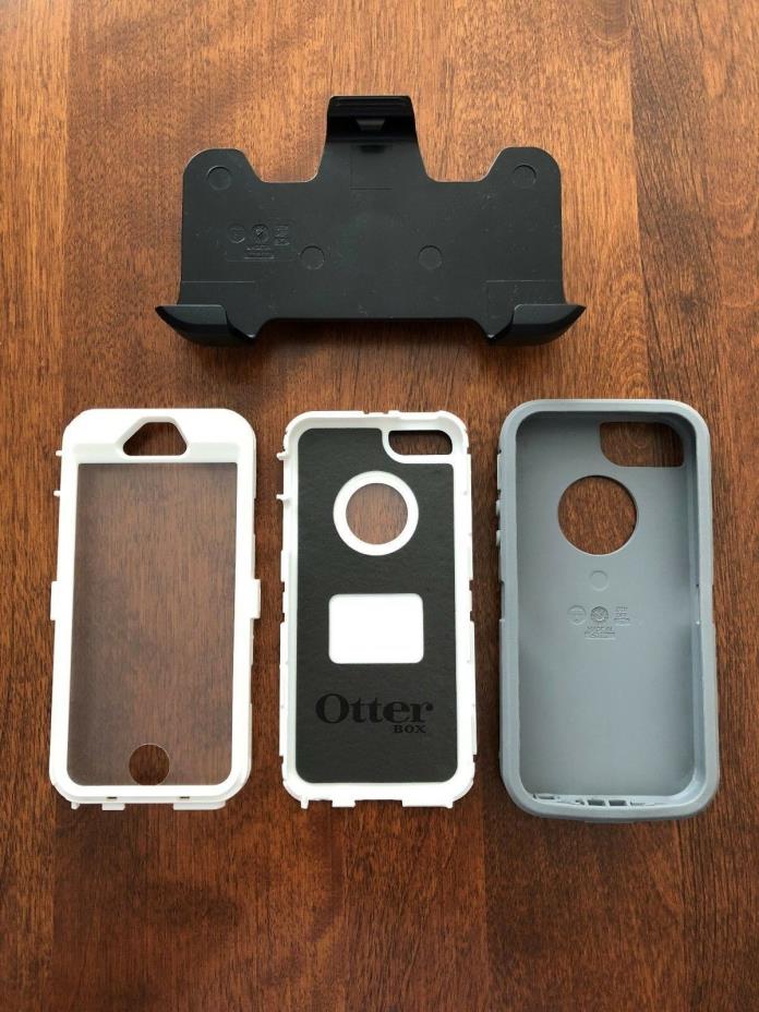 Otterbox Defender Case w/Holster Belt Clip (for iPhone 5 only) Gray/White, Used