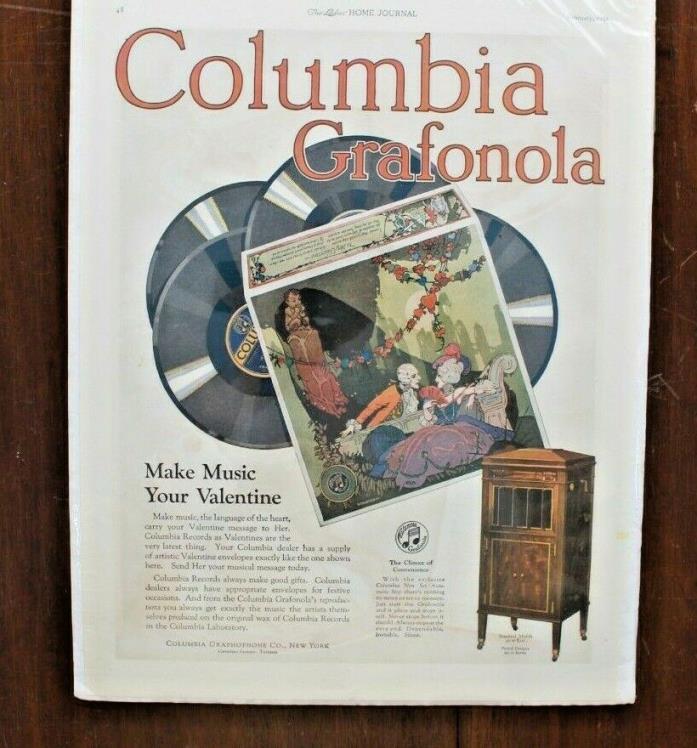 1921 Columbia Graphophone Grafonola Victrola Advertisement Vintage Ad, Set of 2