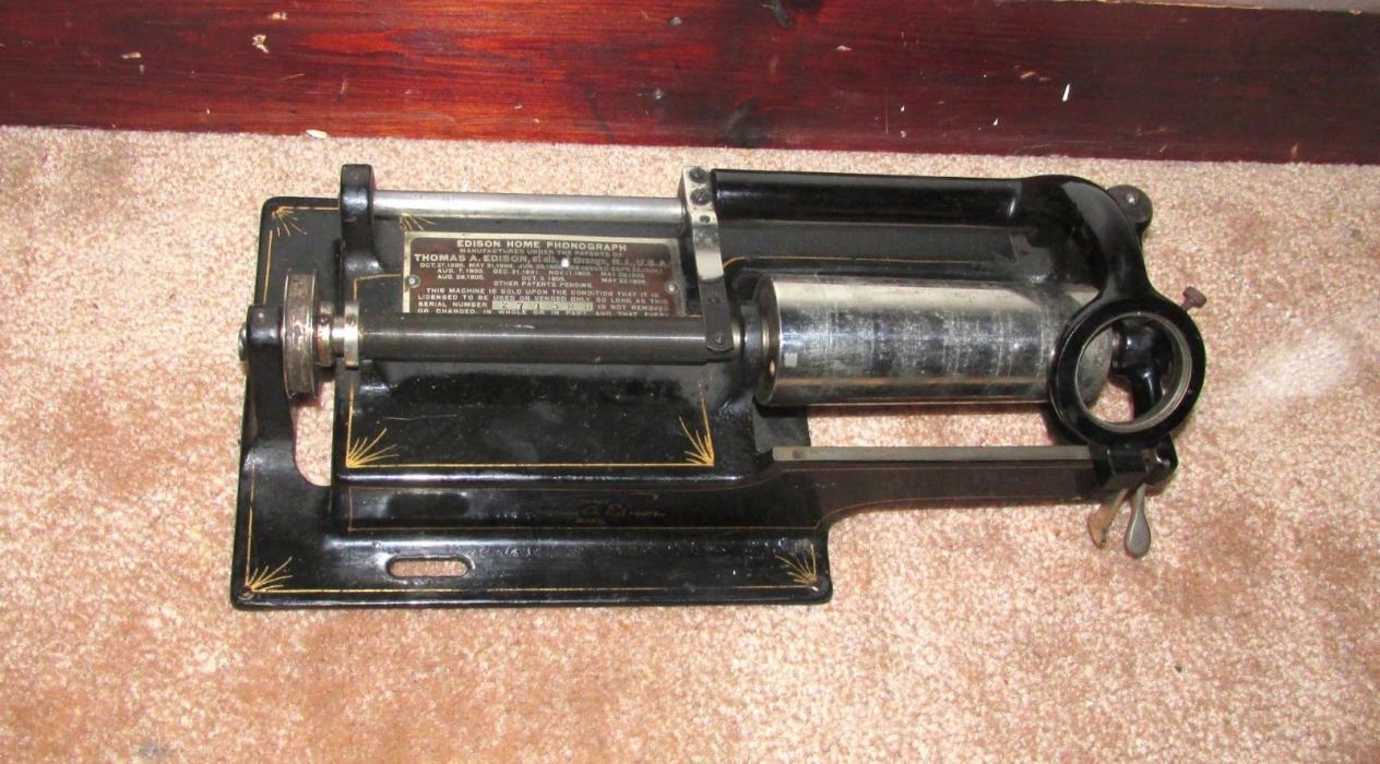 NICE ANTIQUE EDISON HOME CYLINDER PHONOGRAPH UPPER MECHANISM MOTOR BEDPLATE PART