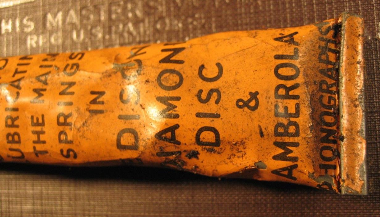 ORIGINAL EDISON AMBEROLA CYLINDER OR DIAMOND DISC PHONOGRAPH TUBE OF GREASE!