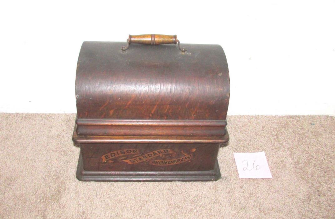 ANTIQUE EDISON STANDARD BANNER CYLINDER PHONOGRAPH LOWER CASE & LID (26)