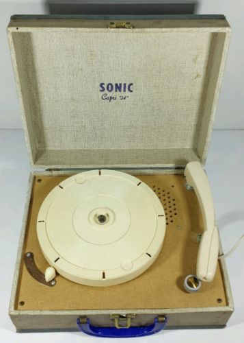Antique Vintage Sonic Capri '34' Phonograph - Working - Suitcase Turntable