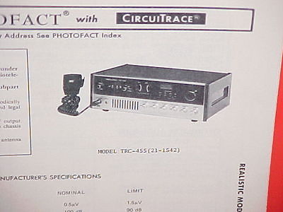 1978 REALISTIC CB RADIO SERVICE SHOP MANUAL MODEL TRC-455 (21-1542)