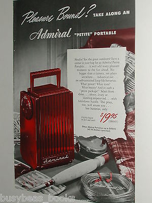 1948 Admiral Radio advertisement, Admiral Petite Portable Radio, color photo