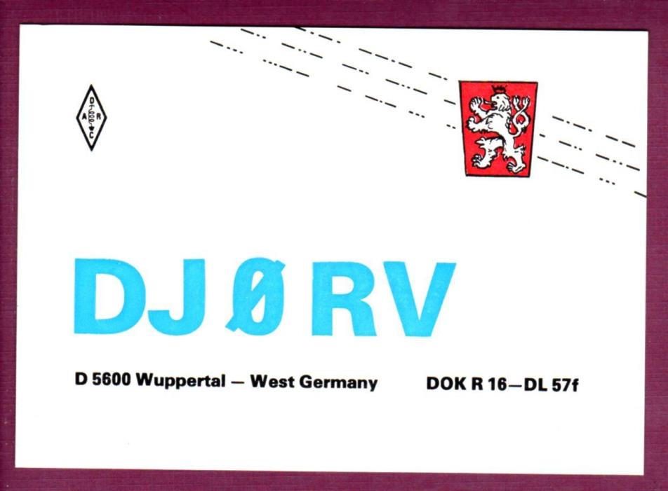 Vintage QSL Radio Card Germany DJ0RV Jiri Vysoky Wuppertal March 25 1979